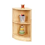OOOK Gummiholz Kinderregal Spielzeugschrank, Bücherregal Spielzeugregal mit 2 Ebenen, Eckregal Stehend Holz für Kinderzimmer, Spielzimmer und Kindergarten, 30 x 30 x 60 cm
