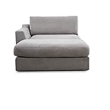 CAVADORE Sofa-Modul 'Fiona' Longchair mit Armteil links / XXL-Recamiere passend zur Couchgarnitur Fiona / 139 x 90 x 199/Webstoff hellgrau