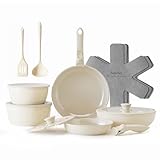 Redchef Topfsets Pfannenset 16-Teilig Antihaft-Keramik-Kochgeschirr-Set mit Abnehmbaren Griffen, Pfanne 20/26cm, Tiefe Bratpfanne 26cm, Topf 18/20cm, Stapelbar Topfset Für alle Herdarten, Ofenfest