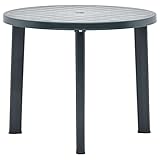 Grüner runder Gartentisch – leichter Outdoor-Terrassentisch aus Kunststoff – witterungsbeständig und tragbar – ideal für Hinterhof, Picknick, Grillen und Veranstaltungen im Freien