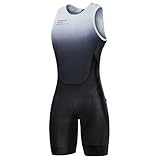 Santic Herren Triathlonanzug Einteiler Triathlon Anzug Gepolstert Trisuit Triathlon Kurz Hohe Elastizität Schnell Trocknend Abnehmen Fahrrad Skinsuit Schwarz Ärmellos M