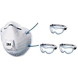 3M Atemschutzmaske Serie 8000 8822 FFP2 NR D mit Cool-Flow Ausatemventil & Fahrenheit Schutzbrille 71360-00012, Vollsichtbrille, Kratzfest, Staubdicht