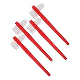 Ciieeo Doppelseitige Prothesenreinigungsbürste 4 Stück Pack Rot für Zahnprothesen Reinigung bei Erwachsenen mit Praktischem Design