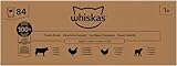 WHISKAS Adult 1+ Katzenfutter nass - ab 1 Jahr - 84x85g Portionsbeutel - Klassische Auswahl in Sauce - Katzen Nassfutter - Großpackung
