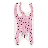 Loufy 60 X 120 cm in Tierform – Kawaii- mit Rosa Leoparden- – Rutschfester in Tierform für Nachttisch oder Boden, Langlebig