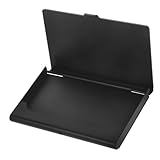 QUMIIRITY Metall Visitenkartenetui Schwarz Walnuss Business Card Holder Große Kapazität Robust für Büro Desktop Kartenhalter Kompakt Tragbar Einfach zu Reinigen