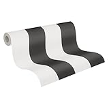 A.S. Création Vliestapete Elegance Tapete Streifentapete 10,05 m x 0,53 m schwarz weiß Made in Germany 334213 3342-13