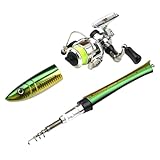 Angelrute mit Stift, Taschenangelrute | Tragbare Rute mit Rute und Rolle – praktisch im Fluss, mit Tasche für Süß- und Salzwasser