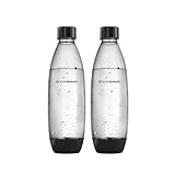 SodaStream 1L BPA-freie FUSE Kunststoffflasche schwarz | Spülmaschinengeeignet | Kompatibel mit DUO, E-DUO, Terra, uvm. | 2er-Pack