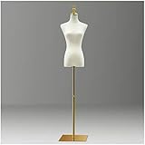 Torso-Mannequin-Ständer, Weiblicher Mannequin-Torso, Höhenverstellbare Kopflose Halbkörper-Frauen-Schneiderpuppe Aus Leinen Für Die Schaufenster-Garderobenanzeige(Mittelgold-Gold)