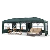 LEMROE Outdoor Gazebo Pavillon 3x6 Faltpavillon, Wasserdicht Stabil mit 6 Seitenteilen, Gartenlauben Partyzelt mit UV-Schutz, Gartenpavillon für Hochzeiten Pavillon für Garten, Festival (grün)