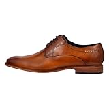 Bugatti Herren Business Halbschuh Aus Leder, Mit Two-tone-finish Und Softer Innensohle Derbys, Cognac, 43 EU