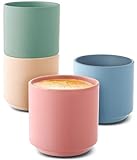 Cosumy Espressotassen Set Bunt - 4er Set Pastellfarben aus Keramik - Minimalistisch & Stapelbares Design - Hitzebeständig - Dickwandig - Spülmaschinenfest - 80 ml