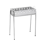 GLÜHZONE SG 300 - Schaschlik Grill Edelstahl – Mangal Holzkohlegrill (kompakter, mit abnehmbaren Beinen, inkl. 8 Spieße, 56x26 cm Grillfläche) - mobiler Grill für Garten, Balkon & Camping