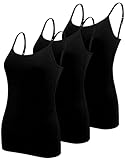 BQTQ 3 Stück Unterhemd Damen Basic Tank Top Ärmelloses Camisole Spaghettiträger Top mit Verstellbarer Strap für Damen und Mädchen (Schwarz, S)