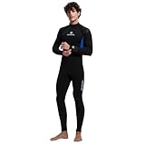 Herren Neoprenanzug 3/2mm Ganzkörper Neoprenanzug Rückenreißverschluss Voll Tauchanzüge Ultra-Stretch Langarm Neopren-Nassanzug zum Tauchen Surfen Schnorcheln L Größe Schwarz