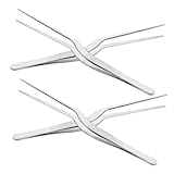 Hoement 4 Stück Edelstahl Gebogene Pinzetten Ohrreinigungsset mit Präziser Spitze Wiederverwendbar Sanfte Ohrenschmalzentfernung für Zuhause und Reise