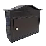 Paketbox Draussen, Briefkasten Groß，Hängebriefkasten, Briefkasten für die Zustellung von Briefen und Zeitschriften, Großes Fassungsvermögen, Wetterfest, Material aus Verzinktem Stahlblech(Black)