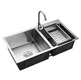 Shiyinge 2 Becken KüChenspüLe EinbauspüLe SpüLbecken Eckig SpüLe Mit AbtropffläChe Set Edelstahl EdelstahlspüLe Doppel Ablage KüChenspüLen Doppelbecken Waschbecken EinbauspüL DoppelspüLe Drainer