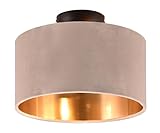 Trio Leuchten Deckenleuchte Julieta 619000244, Metall Schwarz matt, Schirm Samt Beige/goldfarbig, exkl. 2x E14