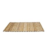 Bambus Badematte aus Echtholz rutschfest - 60 x 40 cm - Holz Duschmatte Natur mit rutschfesten Gummifüßen - Duschvorleger Badezimmer Sauna Pool Vorleger Bambusmatte rutschfest