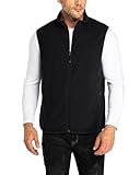 33,000ft Herren Fleece Weste Jacke Standkragen Ultraleicht Outdoor Ärmellose Fleecejacke Gilets Tops Fleeceweste Herren mit Taschen Reißverschluss (Schwarz,L)