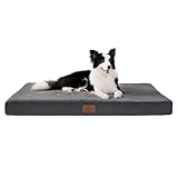 BEDSURE orthopädisches Hundebett Grosse Hunde - 112x81x7.6cm Hundekissen flauschig Hundematte waschbar Hundematratze in dunkelgrau für große Hunde