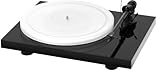 Pro-Ject Debut III Esprit, Plattenspieler mit elektronischer Geschwindigkeitsumschaltung, 8,6”Aluminium-Tonarm und Ortofon OM10 Tonabnehmer, Acryl Plattenteller (Hochglanz Schwarz)