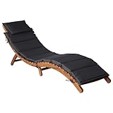 Myheimly Akazienholz Massiv Sonnenliege mit Auflage Klappbar Gartenliege Liegestuhl Holzliege Liege Gartenmöbel Saunaliege Strandliege Dunkelgrau