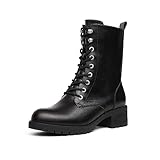 DREAM PAIRS Damenstiefel Mid-Calf Schnürstiefel Kampfstiefel Herbst Winter Schuhe damen Bequemer Reißverschluss women fashion combat boots DMB214-E SCHWARZ 42(EUR)