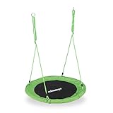 Relaxdays Unisex – Erwachsene, grün Nestschaukel, rund, für Kinder & Erwachsene, verstellbar, Ø 90 cm, Garten Tellerschaukel, bis 100 kg, H x D: ca. 5 x 90 cm