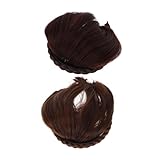 ELAYARD 2 Stück Human Hair Clip Fake Bangs Natürliche Französische Pony Haarteile für Damen Leichte Klebe fransen in Dunkelbraun Unsichtbare Haarverlängerung für Alltag und Styling