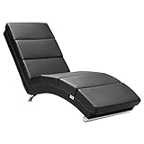 Casaria® Relaxliege XXL London 186x89x55cm Ergonomisch Kunstleder Gepolstert 180kg Belastbarkeit Wohnzimmer Büro Innen Chaiselongue Relaxsessel Schwarz