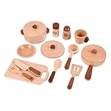 Milageto Rollenspielspielzeug, Holzspiel-Kochset, Geschenk-Spielset, Montessori-Küchenspielset, Kochgeschirrspielzeug für Mädchen, Kindergeburtstagsgeschenk