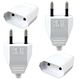Ebksqs 4x Euro Flachstecker mit Kupplung – Flachstecker 2-polig Schraubmontage für 250V 2,5A, in Weiß
