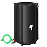FAMIROSA Regenwassertonne Faltbare Regenwassertank für Garten, 380L Wassertank, Regenwassersammler mit Deckel und Wasserhahn, Regentonne Überlaufschutz Regenfass Wetterfest