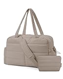 bagsmart Reisetasche Sporttasche Damen, 31L Wasserabweisend Puffer Wickeltasche Handgepäck Tasche Weekender Bag Gesteppt mit Kosmetiktasche, Kliniktasche Geburt für Gym, Fitness, Arbeit, Kamel