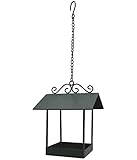 Dehner Natura Premium Wildvogel Futterhaus Vilnius, Futterstation / Tränke für Wildvögel, Vogelhaus dekorativ / hängend, inkl. Aufhängevorrichtung, ca. 18 x 15 x 15 cm, Metall, Grau