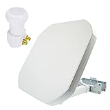 Premium X FLAT43 Sat Flachantenne mit Twin LNB -Sat-Antenne Satelliten-Anlage für 2 Teilnehmer 4K UHD FullHD, Satellitenschüssel