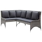 vidaXL Garten Ecksofa 2-tlg. Gartensofa Sofa Lounge Gartenmöbel Sitzgruppe Garnitur Rattansofa Gartenset Sitzgarnitur Poly Rattan Grau