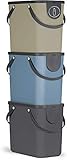 Rotho Albula 3er-Set Mülltrennungssystem 25l für die Küche, Kunststoff (PP) BPA-frei, anthrazit/blau/cappuccino, 3 x 25l (40.0 x 23.5 x 34.0 cm)
