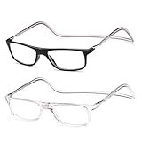 NEW VISION Lesebrille mit Magnetverschluss 2 pack, Lesebrillen, Bequem Magnetverschluss Vorne, Reading Glasses NV2904, Lesehilfe für Damen Herren (Tn, 1.5, x)