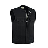 Leatherick Herren SOA Jeanskragen Motorradweste mit tiefen...