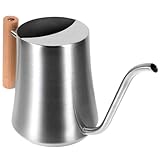 NOLITOY Edelstahl gießkanne mit Holzgriff Langlebig und Rostfrei Praktische Blumen Zimmerpflanzen bewässerung für Innen Außenbereich Vielseitig und Robust für Gartenpflanzen