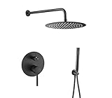 VALAZ Unterputz Duscharmatur Schwarz Matt | Duschsystem mit Regendusche Regeneffekt | 2-Wege-Einhebeldusche, Edelstahl, Kopfbrause 25cm | Schnelle Wandmontage, Elegant, Jucar-serie