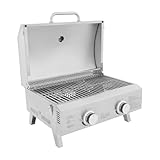 2 Edelstahl-Gasgrill, tragbarer Grill, faltender Grill im Freien Brenner Camping Tragbarer Edelstahl-gasgrill Faltender Im Freien für jeden Außenbereich geeignet, z. B. Hinterhof, Garten, Terrasse, Ca