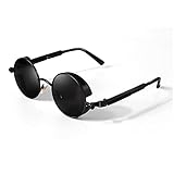 GQUEEN Retro Runde Steampunk Polarisierte Sonnenbrille Herren Damen UV400,MTS2