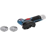 Bosch Professional 12V System Akku Winkelschleifer GWS 12V-76 (inkl. 1x Hartmetall-Trennscheibe, 1x Carbide Multi Wheel, 76 x 10 mm, 2x Inox-Trennscheibe, Schutzhaube, Einlage, ohne Akku/ Ladegerät)