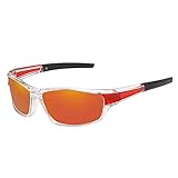 Polarisierte Fahrradbrille, Outdoor-Sport, Anti-UV-Sonnenbrille, transparent, rot