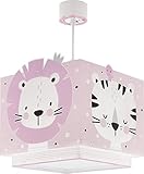 Dalber Lampe kinderzimmer, kinderlampe Pendelleuchte Hängelampe, Deckenleuchte Kinder, Deckenlampe kinderzimmer Baby Jungle Tiere Dschungeltiere Rosa, 63112S, E27